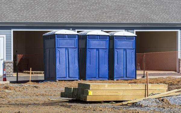 our portable restrooms for construction sites include features such as non-slip flooring, secure locking systems, and ventilation to ensure safety and comfort for workers